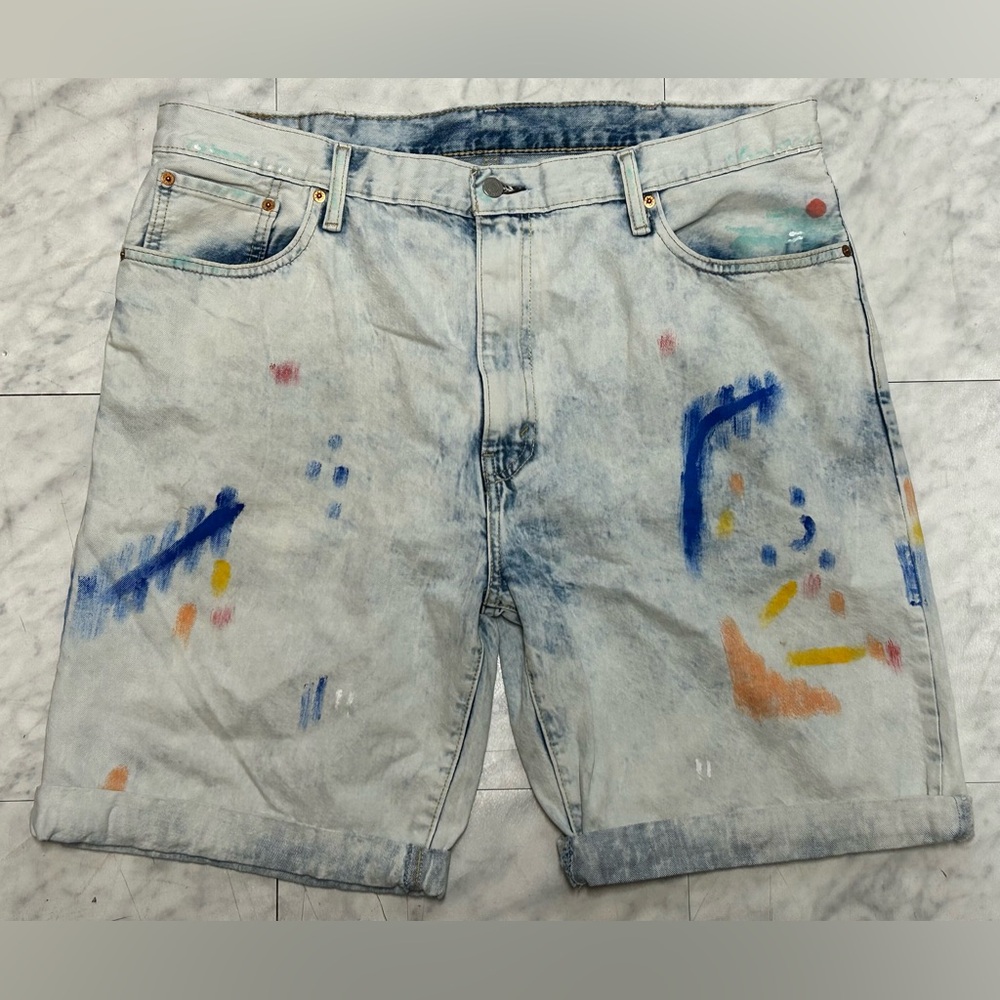 Levi's Shorts Men's Size 40 Blue Light Wash Cotton Denim Jean Grunge Hip Hop Y2k